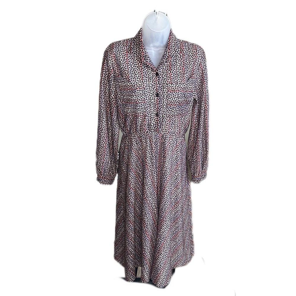 Vintage Long Sleeve Shirtdress With Graphic Print Size Small to Medium